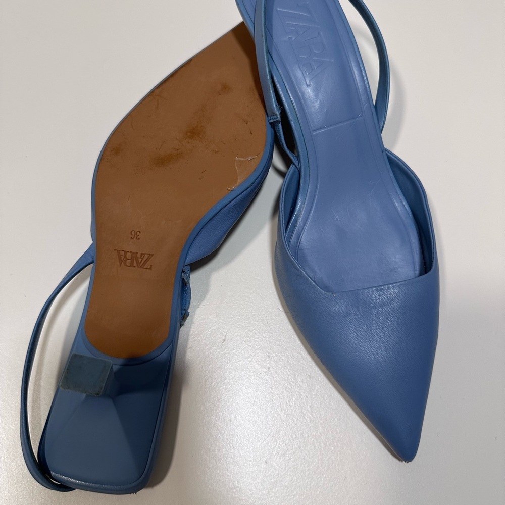 Zara Sky Blue Slingback Flats